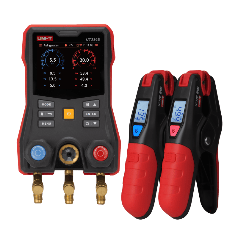 Uni-T UT336E KIT Digital Manifold Gauge with Wireless Temperature Clamps